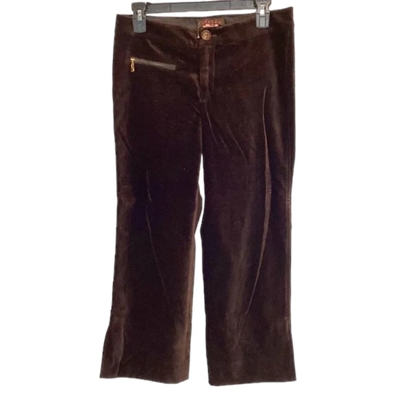 Pink Tartan Pants - Pink Tartan brown velvet cropped pants size 6